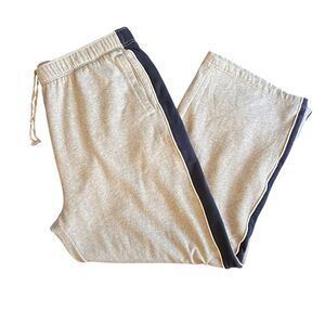 Y2K Aéropostale Wide Leg Sweatpants 2XL Gray Cloud Soft Fleece Blue Side Stripe